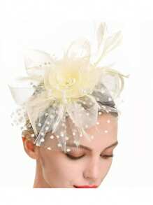 1pc Women's Garden Party Fascinator Hat, Kentucky Derby Wedding Cocktail Net Feather, Vintage Costume Headband For Party/Event,Hairband,Hair Hoop,Hair Accessories Headbands - Multicolor - View 9