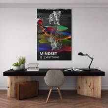 1 Pc Mindset Is Everything  Wooden Framed Canvas Painting -  Thickness 2.25cm/1inch,Home Gift Decoration, Room Decoration Aesthetic, Wall Decoration Art, Perfect Gift, Autumn And Winter Wall Decoration, Living Room Decoration, Bedroom Decoration, Kitchen Decoration, Entry Decoration, Bathroom Decoration, Direct Wall Painting, High Quality Wall Painting Poster