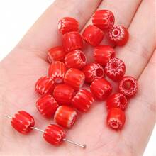 10pcs 8mm Colorful Cylindrical Beads Glass Thousand Flower Beads For Jewelry Making, Bracelets, Necklaces DIY - Craft Accessories