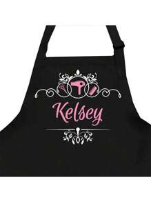 Delantal negro personalizado y personalizado para estilista de cabello, regalo para peluquero, salón de belleza, cosmetólogo, escuela de cosmética, barbero. Regalo único y personalizado ideal para él, ella, novio, novia, papá, mamá, familia, amigos para aniversarios, el día de San Valentín, el día de la madre, cumpleaños, el día del niño, el día del padre, graduación, bodas, Navidad, inauguración de la casa