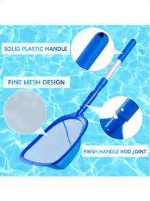 Swimming Pool Skimmer Net Set With 3-Section Telescoping Aluminum Pole, 17"-35" Adjustable Length - Fine Mesh Deep Bag Leaf Catcher Cleaner For Pool Maintenance - Blue - View 6