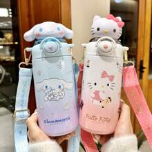 Tumbler grande da 20,29 once con cannuccia in acciaio inox 316, isolato, marchio Sanrio, tazza in stile personaggio Sanrio adatta per tutti i periodi dell'anno, ideale come regalo per la famiglia, resistente, per auto e attività all'aperto