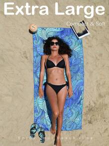 1 件超细纤维薄轻沙滩巾无沙速干吸水紧凑型毛巾适用于游泳池露营海滩配件大号易包装旅行用品度假必需品成人礼物家居浴室装饰 - 彩色 - 查看 4