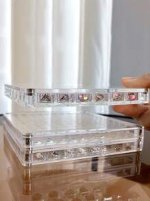 1pc Acrylic Nail Art Rhinestone Jewelry Storage Display Box, Magnetic Organizer Container For Nail Accessories