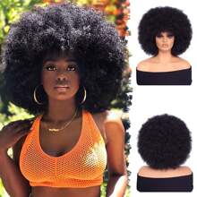 70s Afro Wig With Bangs Curly Wigs For Women Afro Kinky Curly Wig Premium Synthetic Big Afro Wig