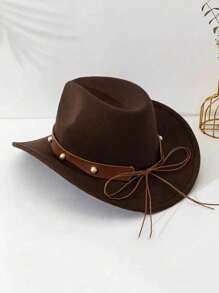 1pc Women's Western Cowboy Hat, Men's Hat, Western Hat, Detachable Heart Decor, Suitable For Mother's Day And Valentine's Day, Sun Protection, Best Easter Gift - Multicolor - View 4