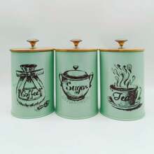 Bamboo Lid Sealed Coffee Sugar Tea Storage Jar Set 3-Piece Creative Sealed Moisture-Proof Kitchen Sealed Jar Back To School