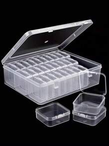 31 件（1 件大盒 + 30 件小盒）透明塑料储物盒小容器 - 珠子储物整理盒 - 带铰链盖，矩形塑料用于整理您的珠子 - 非常适合 DIY 珠宝工艺品、美甲和手链制作，完美的母亲节和女性礼物 - 彩色 - 查看 2
