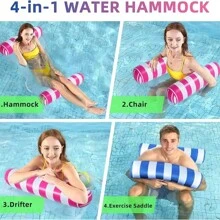 1 Pc Inflatable Pool Floats Adult Size Water Hammock, Pool Floaties Toys, 4-In-1 Multi-Purpose Floats For Swimming Pool, Pool Rafts Lounge Chairs Floating, For Adults Vacation Fun And Rest - Multicolor - View 4