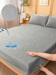1 pieza Sábana ajustable, Ropa de cama, Protector de colchón, Cubrecama, Sábana, Textil para el hogar acogedor, Protector de colchón transpirable y antipelusas, Cubrecama con estampado ultrasónico, Decoración del hogar, Cubrecama decorativa para dormitorio, universitario, se ajusta a todos los tamaños de cama - Individual, Doble, Queen, King, Apto para todas las estaciones, Lavable a máquina, Edredón a prueba de polvo, Funda de almohada no incluida, Decoración de otoño, Decoración de habitación, Vuelta al colegio, Útiles escolares