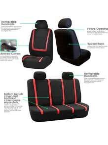 9pcs (5 Seats), 4pcs (2 Seats), 2pcs (1 Seat) Universal Car Seat Covers, U-Shaped Striped Patchwork Design, All Season Use, Easy To Clean, Fashion Interior Upgrade, Fit For General Cars, Effectively Protect Car Seats | Modern Seat Covers | Durable Seat Protection - Style a - View 8