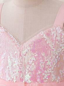 Pink Sequin Camisole Dress For Young Girls, Princess Dress Suitable For Parties And Performances - Pink - View 7