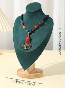 Wooden Human Figurine Green Mannequin Jewelry Display Rack Stand, Countertop Jewelry Organizer Display Stand Prop - Green - View 6