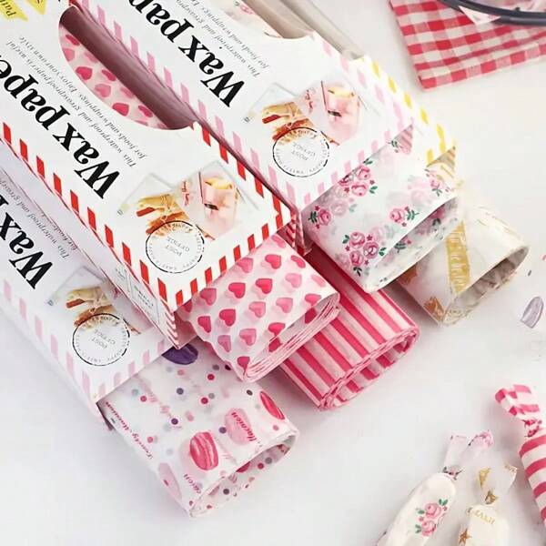 50pcs 10pcs/Pack Waxed Paper, Snack Liner Paper, Printed Food Packing Paper, Oil-Proof Baking Wax Paper, Waterproof Waxed Paper - Perfect For Picnics And Food Baskets