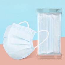 50pcs Flat Macaron 3-Ply Disposable Cute Printed High-Quality Face Masks, 5 Color Options, Lightweight For Summer