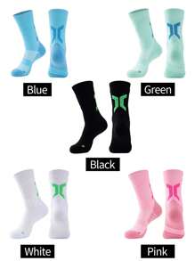 3 Pairs Of Mixed Color Basketball Socks, Men's TowelBottom Socks,Compression Soccer Running Outdoor - Multicolor - View 4