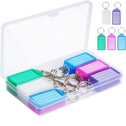 A Box Of 20 Pcs Or A Pack 10 Pcs Plastic Key Tags With Container, Key Labels With Ring And Label Window, 5 Or 8 Colors Car Accessories Bag Charm School Cute Goth Y2k