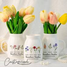 Omas Garten Vase, Blumenvase mit Geburtsblume der Familie, personalisierte Mini-Blumenvase für Mama Oma, Muttertagsgeschenk von den Enkeln