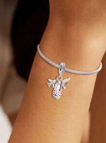 1PC 925 Sterling Silver Rainbow Airplane Hole Shoes Pendant Suitable For Bracelets DIY Women's Jewelry
