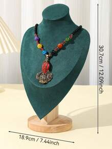 Wooden Human Figurine Green Mannequin Jewelry Display Rack Stand, Countertop Jewelry Organizer Display Stand Prop - Green - View 10