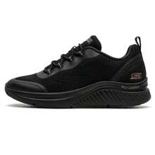 Skechers 女士休闲鞋，BOB'SSPORT 系列套脚步行运动鞋，运动休闲鞋，透气日常旅行鞋，117561-BBK - 全黑色 - 查看 1