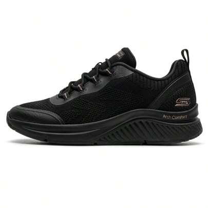 Skechers 女士休闲鞋，BOB'SSPORT 系列套脚步行运动鞋，运动休闲鞋，透气日常旅行鞋，117561-BBK