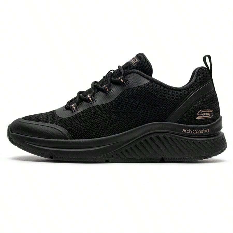 Skechers 女士休闲鞋,BOB'SSPORT 系列套脚步行运动鞋,运动休闲鞋,透气日常旅行鞋,117561-BBK - 全黑色 - 查看 1