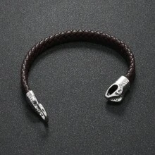 1pc European & American New Punk Style Snake Head Hippie Leather Bracelet Bangle For Men