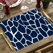 2/4pcs Simple Geometric Square Placemats, Abstract Neutral Style Artwork In Black & White, Blue, And Brown Linen Tablemats, Suitable For Daily Dining Table, Kitchen, Dining Room Decor, Home Decor, Holiday Decor, Tabletop Decor, Outdoor Picnic Decor, And Gifts, 12x16.5 Inches