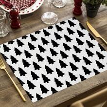 2/4pcs Simple Geometric Square Placemats, Abstract Neutral Style Artwork In Black & White, Blue, And Brown Linen Tablemats, Suitable For Daily Dining Table, Kitchen, Dining Room Decor, Home Decor, Holiday Decor, Tabletop Decor, Outdoor Picnic Decor, And Gifts, 12x16.5 Inches