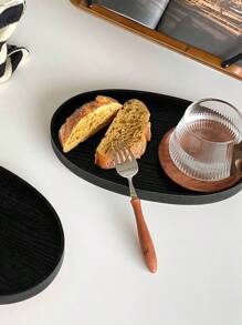 1 件木制椭圆形托盘，优雅的木制餐盘，用于面包、早餐、食物、钥匙、甜点、小吃、茶或咖啡、派对用品 - 黑色 - 查看 6