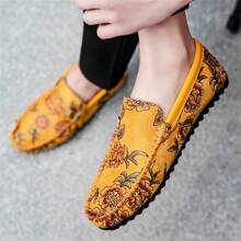 Men's New Casual Shoes, Lightweight Soft Sole Driving Shoes, Business Flat Shoes, Outdoor Sports Loafers, Slip On Office Slouchy Shoes, Large Size 38-46 - Yellow - View 3