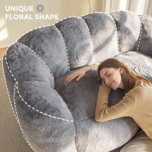 MAXYOYO Adult Bean Bag Chair,Loveseat  Or Single Floral Bean Bag Sofa, Super Soft Loveseat, Living Room Bedroom Faux Fur Reading Chair, Dark Gray - Dark Grey - View 4