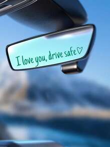 1pc "I Love You Drive" Rearview Mirror/Window Sticker, Essential Car Decal To Remind Family Members To Drively - Multicolor - View 7