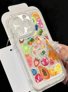 1pc Transparent Fruit Pattern TPU Full Coverage Scratch-Resistant Anti-Fingerprint Shockproof Phone Case Compatible With Iphone