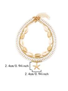 5 件套波西米亚风格多层项链时尚贝壳海星米珠多层项链套装 - 5件套 - 查看 3