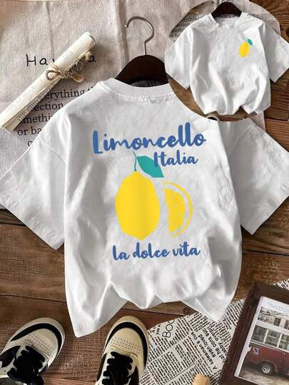IXOEIS Women's Summer Top T-Shirt, Lemon Pattern, Lemon Market Pattern, Cartoon Cute Lemon Pattern Print, Women's Summer Outfits, Women's Summer Short-Sleeved Shirts, Summer Wear, Vacation T-Shirts, Daily T-Shirts, Detailed Round-Neck Short-Sleeved Shirts, Suitable For All Seasonslemon Tops,