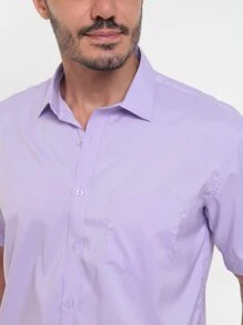 Rand paul Men's Slim Fit Short Sleeve Plain Dress Shirt With Pocket - 淡紫色 - 查看 9