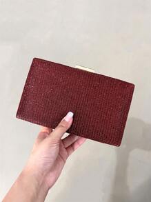 Baila Morena Glitter Clutch Purse Kiss Lock Clasp Women Party Handbag With Chain Strap Removable Chain - 紅色 - 查看 2