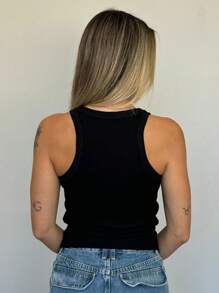 Kit Of 2 Women's Ribbed Cotton And Elastane Tank Tops - Đen/Trắng - Xem 4
