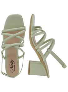 Women's High Heel Sandals Straps Elegant Formal Party Casual Mid-Season - Màu xanh Bạc hà - Xem 4