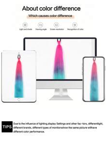 1PC/2PCS Synthetic 28" Straight Ponytail With Elastic Rubber Band Colorful Braids Ponytail Hair Extensions Suitable For KIDS Daily Wear - Two-Tone - View 7