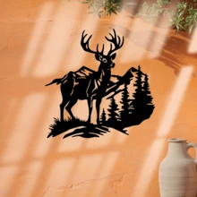 房间装饰 1 件优雅的鹿剪影铁艺墙饰，可拆卸可重复使用的金属标牌，适用于家庭、办公室、客厅、卧室、露台、厨房、庭院、商店、走廊、咖啡厅、舞厅、酒吧、乡村农舍装饰，非常适合乔迁、节日、生日、古董收藏家