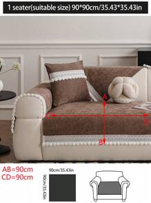 1pc All-Season Warm & Soft Chenille Sofa Seat Cushion Cover, Modern Minimalist Style Dust & Slip Resistant Sofa Slipcover For L-Shaped, 1-4 Seater Sofas, Bedroom, Office, Living Room, Pet Friendly, Machine Washable - Coffee Brown - View 17
