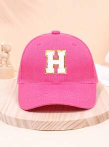 1pc Girl Letter 26 Printed Baseball Cap, Deep Pink, Sun-Protection, Suitable For School Activities And Holiday Gifts, Spring/Summer - Hot Pink - View 20
