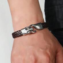 1pc European & American New Punk Style Snake Head Hippie Leather Bracelet Bangle For Men