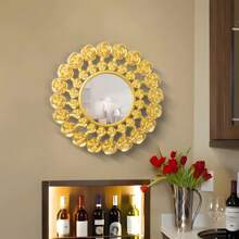 3/1 pezzi Specchio decorato con rose floreali creative, elegante decorazione da parete, ornamento appeso per mobili, adatto per soggiorno, bagno, camino, decorazione murale fai-da-te