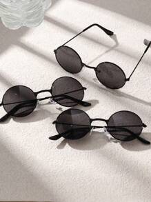 3 Pcs Retro Fashionable Round Metal Frame Kids Fashion Glasses - Multicolor - View 2