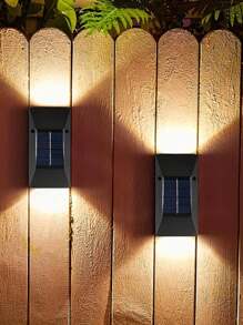 2 pièces Lumières murales solaires trapézoïdales à intensité variable, lumières solaires pour clôture, lumières de terrasse, lumières murales solaires LED, convenant pour l'éclairage intérieur du jardin et du porche, le paysage extérieur, la cour, l'atmosphère extérieure étanche, la décoration murale, les lumières de lavage des murs de terrasse