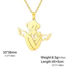 1 Stainless Steel Angel Mother And Child Name Date And Text Custom Necklace Birthday And Mother's Day Memorial Gift For New Mothers